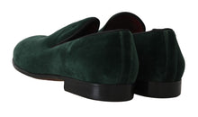 Load image into Gallery viewer, Dolce &amp; Gabbana Elegant Green Suede Slip-On Loafers
