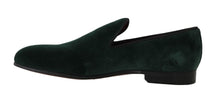 Load image into Gallery viewer, Dolce &amp; Gabbana Elegant Green Suede Slip-On Loafers
