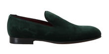 Load image into Gallery viewer, Dolce &amp; Gabbana Elegant Green Suede Slip-On Loafers
