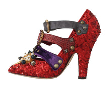 Load image into Gallery viewer, Dolce &amp; Gabbana Red Bellucci Alta Moda Embellished Pumps
