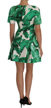 Load image into Gallery viewer, Dolce &amp; Gabbana Elegant Green Banana Leaf Print A-Line Dress
