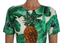 Load image into Gallery viewer, Dolce &amp; Gabbana Elegant Green Banana Leaf Print A-Line Dress
