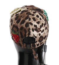 Load image into Gallery viewer, Dolce &amp; Gabbana Brown Leopard Sequin Sicily Applique Baseball Hat
