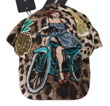 Load image into Gallery viewer, Dolce &amp; Gabbana Brown Leopard Sequin Sicily Applique Baseball Hat
