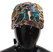 Load image into Gallery viewer, Dolce &amp; Gabbana Brown Leopard Sequin Sicily Applique Baseball Hat
