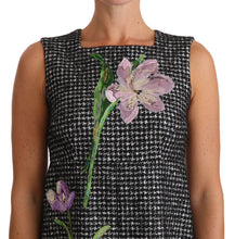 Load image into Gallery viewer, Dolce &amp; Gabbana Houndstooth Floral Appliqué Shift Dress
