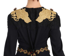 Load image into Gallery viewer, Dolce &amp; Gabbana Elegant Maxi Black Dress with Gold Detailing
