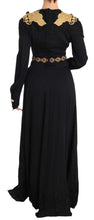 Load image into Gallery viewer, Dolce &amp; Gabbana Elegant Maxi Black Dress with Gold Detailing
