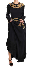 Load image into Gallery viewer, Dolce &amp; Gabbana Elegant Maxi Black Dress with Gold Detailing

