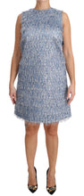 Load image into Gallery viewer, Dolce &amp; Gabbana Elegant Light Blue Fringe Shift Dress
