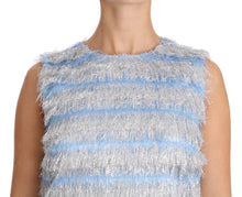 Load image into Gallery viewer, Dolce &amp; Gabbana Elegant Light Blue Fringe Shift Dress
