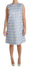 Load image into Gallery viewer, Dolce &amp; Gabbana Elegant Light Blue Fringe Shift Dress
