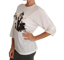 Load image into Gallery viewer, Dolce &amp; Gabbana Chic Figure Family Applique Silk Top
