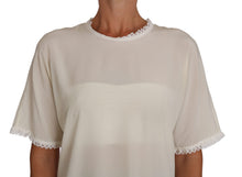 Load image into Gallery viewer, Dolce &amp; Gabbana Cream Silk Lace-Detailed Blouse Top
