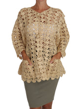 Load image into Gallery viewer, Dolce &amp; Gabbana Chic Beige Crochet Raffia Cardigan
