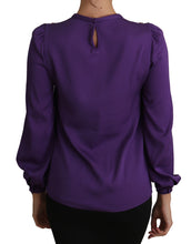 Load image into Gallery viewer, Dolce &amp; Gabbana Enchanted Purple Silk Crystal Blouse
