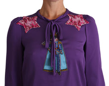 Load image into Gallery viewer, Dolce &amp; Gabbana Enchanted Purple Silk Crystal Blouse
