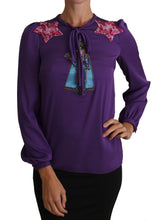 Load image into Gallery viewer, Dolce &amp; Gabbana Enchanted Purple Silk Crystal Blouse
