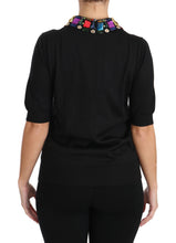 Load image into Gallery viewer, Dolce &amp; Gabbana Elegant Black Cashmere Sequin Collar Top
