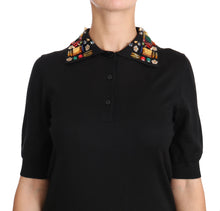 Load image into Gallery viewer, Dolce &amp; Gabbana Elegant Black Cashmere Sequin Collar Top
