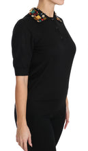 Load image into Gallery viewer, Dolce &amp; Gabbana Elegant Black Cashmere Sequin Collar Top
