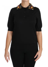 Load image into Gallery viewer, Dolce &amp; Gabbana Elegant Black Cashmere Sequin Collar Top
