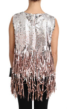 Load image into Gallery viewer, Dolce &amp; Gabbana Golden Pink Sequined Fringe Elegance Top
