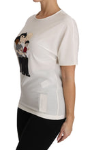 Load image into Gallery viewer, Dolce &amp; Gabbana Elegant Silk Crewneck Blouse with Applique
