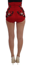 Load image into Gallery viewer, Dolce &amp; Gabbana Ravishing Red Silk Embroidered Shorts
