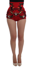 Load image into Gallery viewer, Dolce &amp; Gabbana Ravishing Red Silk Embroidered Shorts
