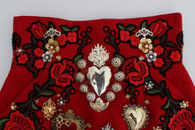 Load image into Gallery viewer, Dolce &amp; Gabbana Red Silk Crystal-Embellished Mini Shorts
