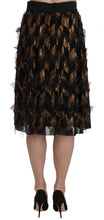 Load image into Gallery viewer, Dolce &amp; Gabbana Black Gold Fringe Metallic Pencil A-line Skirt
