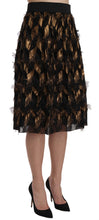 Load image into Gallery viewer, Dolce &amp; Gabbana Black Gold Fringe Metallic Pencil A-line Skirt
