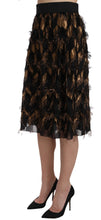 Load image into Gallery viewer, Dolce &amp; Gabbana Black Gold Fringe Metallic Pencil A-line Skirt
