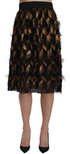 Load image into Gallery viewer, Dolce &amp; Gabbana Black Gold Fringe Metallic Pencil A-line Skirt
