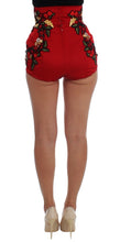 Load image into Gallery viewer, Dolce &amp; Gabbana Elegant Silk Red Embroidered Mini Shorts
