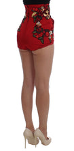 Load image into Gallery viewer, Dolce &amp; Gabbana Elegant Silk Red Embroidered Mini Shorts
