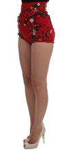 Load image into Gallery viewer, Dolce &amp; Gabbana Glamorous Red Silk Floral Embroidered Shorts
