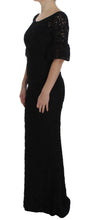 Load image into Gallery viewer, Dolce &amp; Gabbana Elegant Black Floral Lace Maxi Dress
