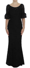 Load image into Gallery viewer, Dolce &amp; Gabbana Elegant Black Floral Lace Maxi Dress
