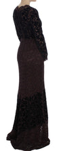 Load image into Gallery viewer, Dolce &amp; Gabbana Elegant Purple Floral Lace Maxi Dress
