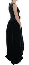 Load image into Gallery viewer, Dolce &amp; Gabbana Enchanted Emerald Velvet Crystal Maxi Dress
