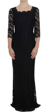 Load image into Gallery viewer, Dolce &amp; Gabbana Elegant Black Floral Lace Maxi Dress
