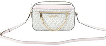 Load image into Gallery viewer, Michael Kors Jet Set Item Large East West Signature Leather Zip Chain Crossbody Handbag (Vanilla PVC/Powder Blush)
