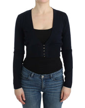 Load image into Gallery viewer, Cavalli Elegant Black Cropped Virgin Wool Cardigan
