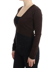 Load image into Gallery viewer, Cavalli Elegant Brown Virgin Wool Cropped Cardigan
