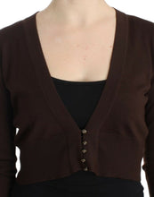 Load image into Gallery viewer, Cavalli Elegant Brown Virgin Wool Cropped Cardigan
