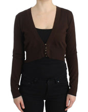 Load image into Gallery viewer, Cavalli Elegant Brown Virgin Wool Cropped Cardigan
