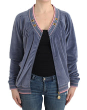 Load image into Gallery viewer, Cavalli Elegant Blue Zip Cardigan with Gold Details
