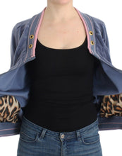 Load image into Gallery viewer, Cavalli Elegant Blue Zip Cardigan with Gold Details
